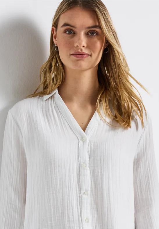 Musselin Hemdbluse White