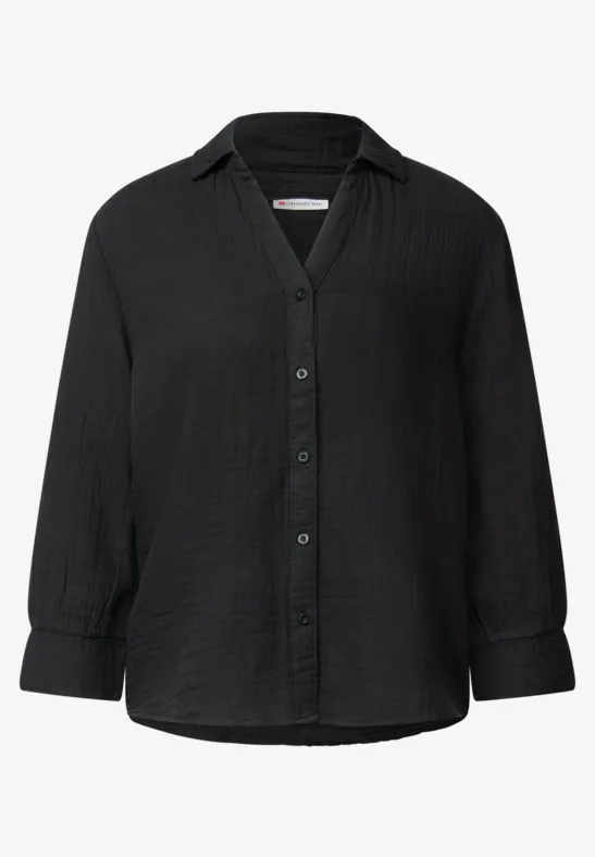 Musselin Hemdbluse Black