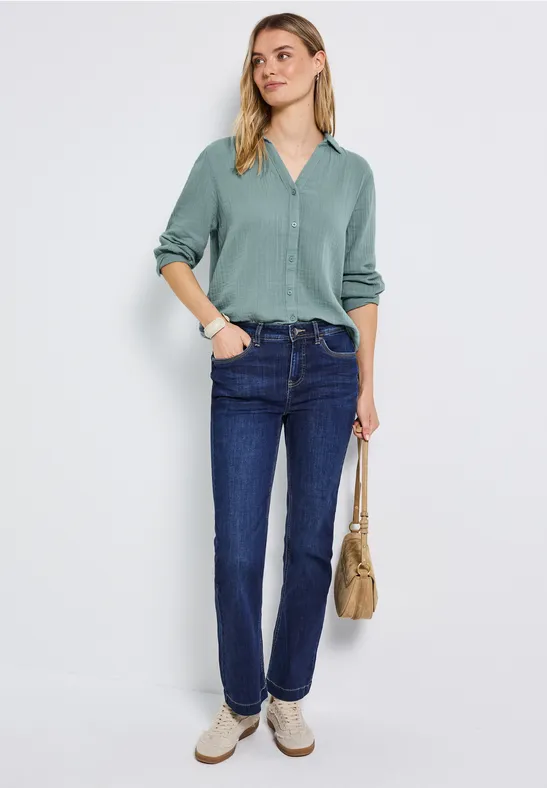 Musselin Hemdbluse arona blue