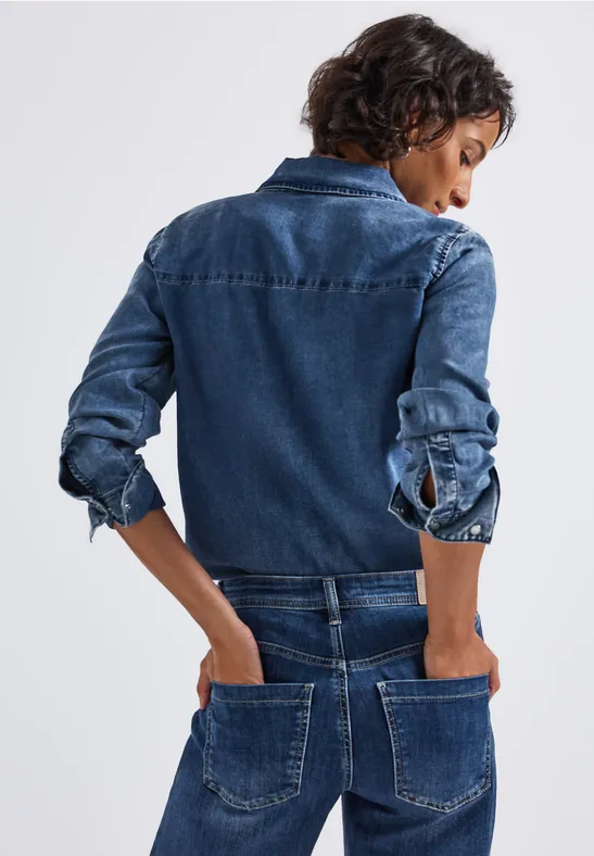 Denim blouse soft midblue wash