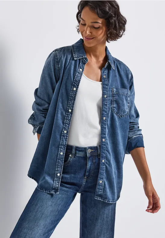 Denim blouse soft midblue wash