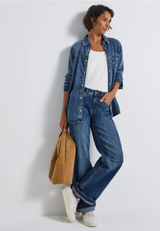 Denim blouse soft midblue wash