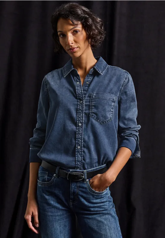 Denim blouse soft midblue wash