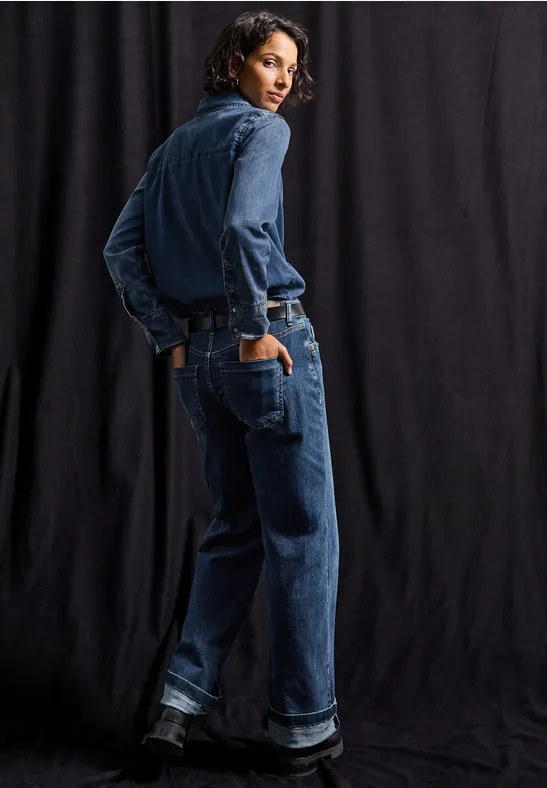 Denim blouse soft midblue wash