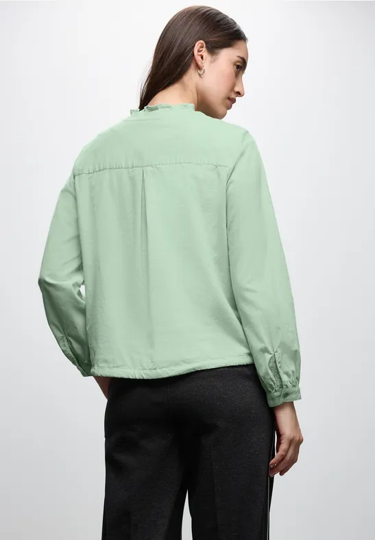 Corduroy blouse met koord serene green