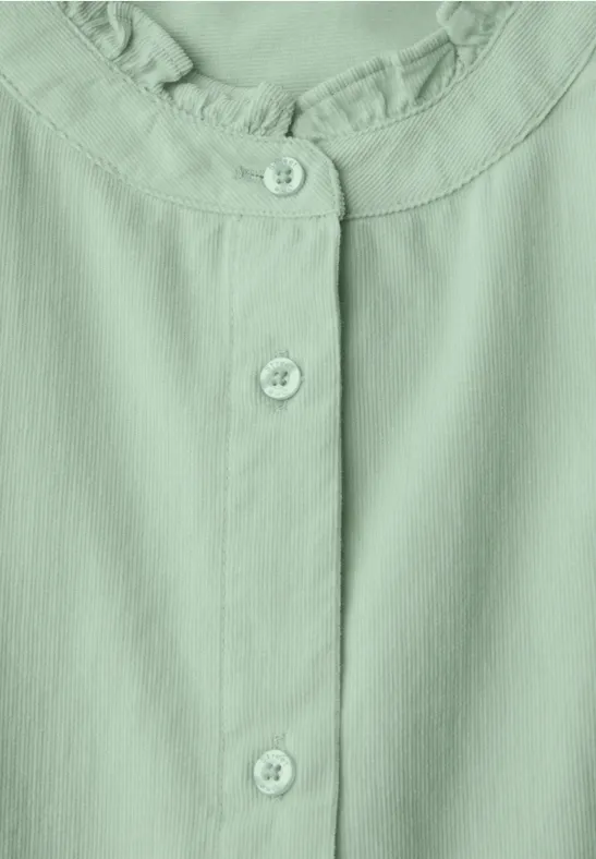 Corduroy blouse met koord serene green