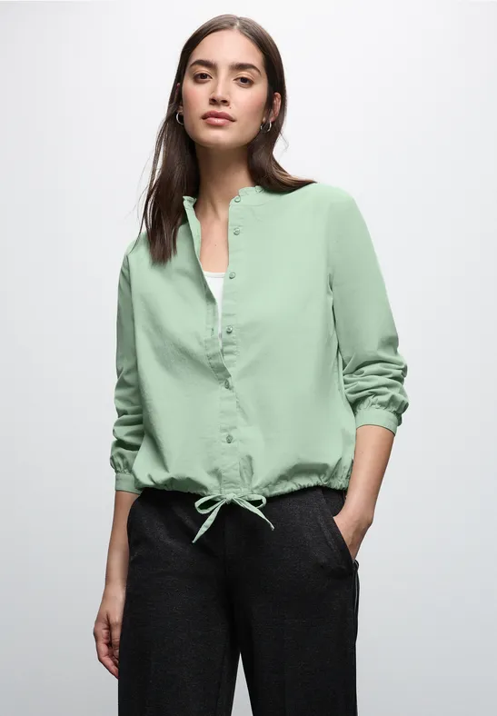 Corduroy blouse met koord serene green