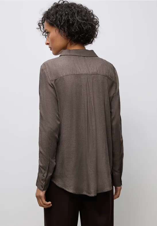 Blouse met galonstrepen dark nomad brown mel.