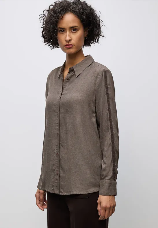 Blouse met galonstrepen dark nomad brown mel.