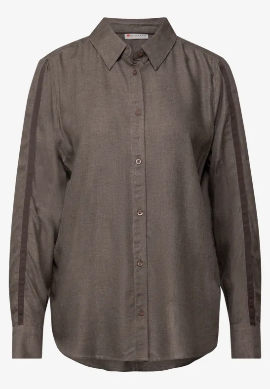Blouse met galonstrepen dark nomad brown mel.