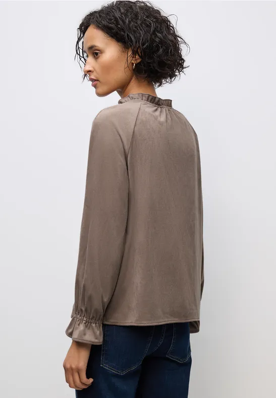 Tuniek van velours met ruches silk brown