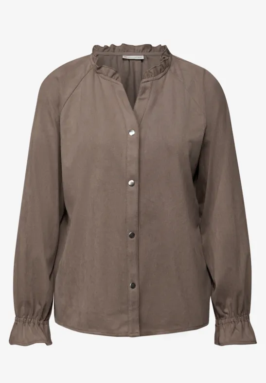 Tuniek van velours met ruches silk brown