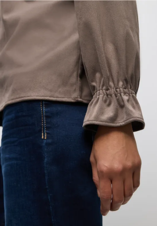Tuniek van velours met ruches silk brown