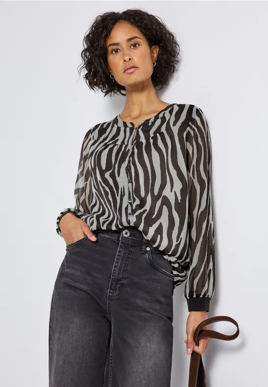 Chiffonbluse mit Zebra Print deep roast brown