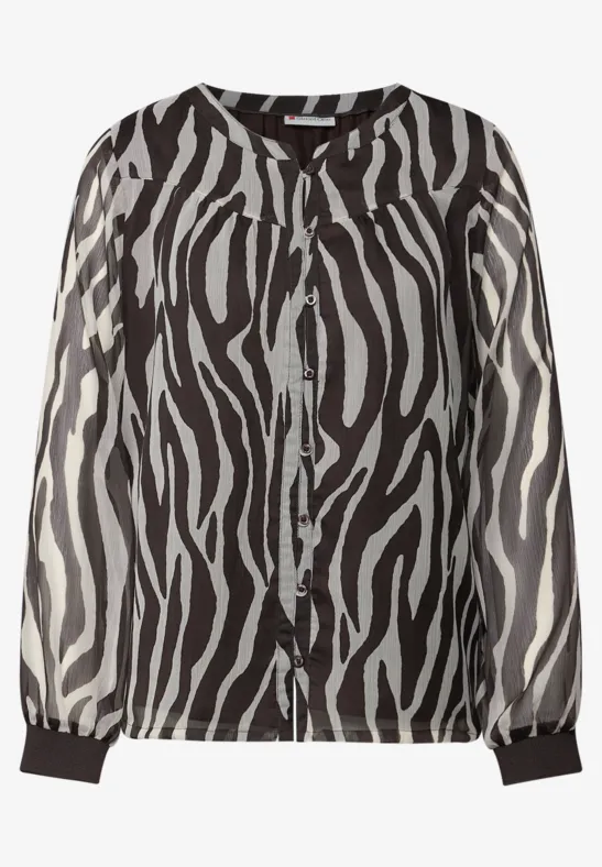 Chiffonbluse mit Zebra Print deep roast brown