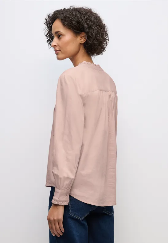 Katoenen blouse met ruches faded rose