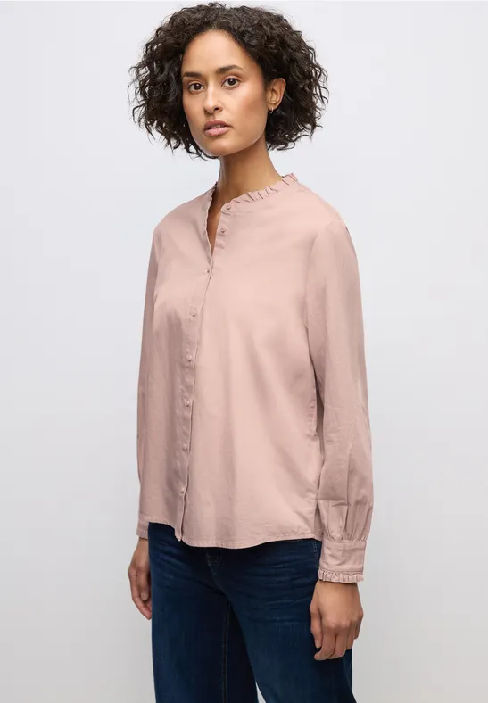 Katoenen blouse met ruches faded rose