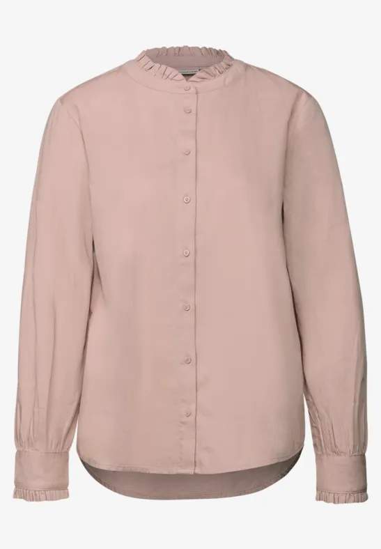 Katoenen blouse met ruches faded rose