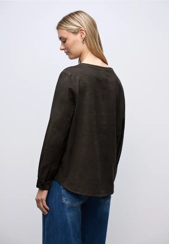 Blouse en velours côtelé en couleur unie darkest brown
