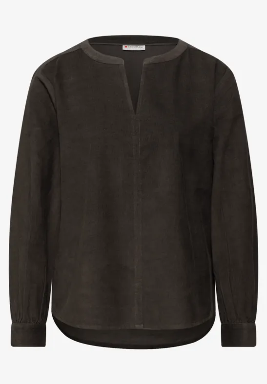 Blouse en velours côtelé en couleur unie darkest brown
