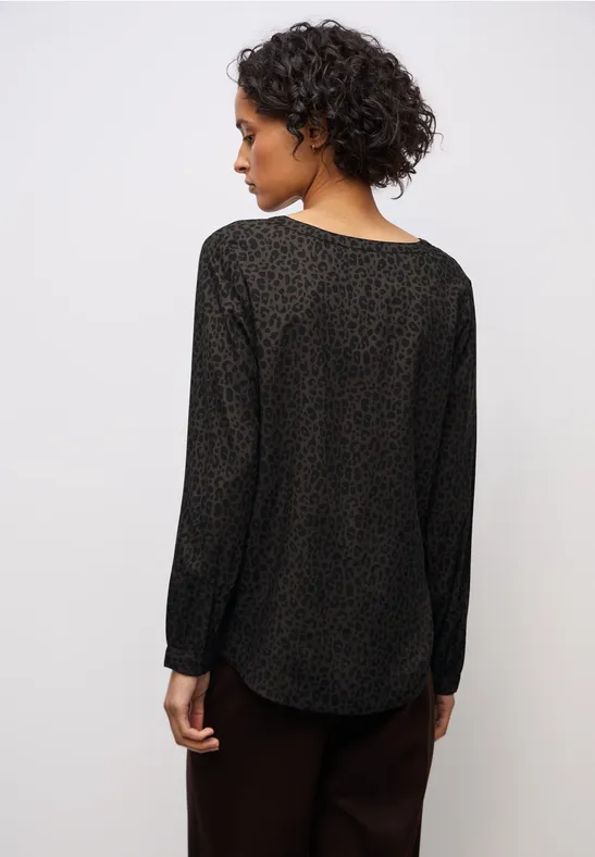 Split hals leo blouse darkest brown