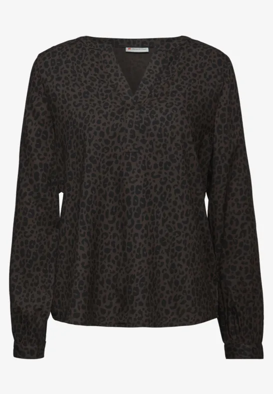 Split hals leo blouse darkest brown