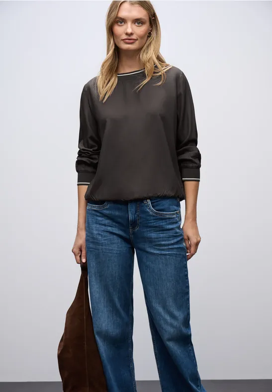 Blouse met tape details darkest brown