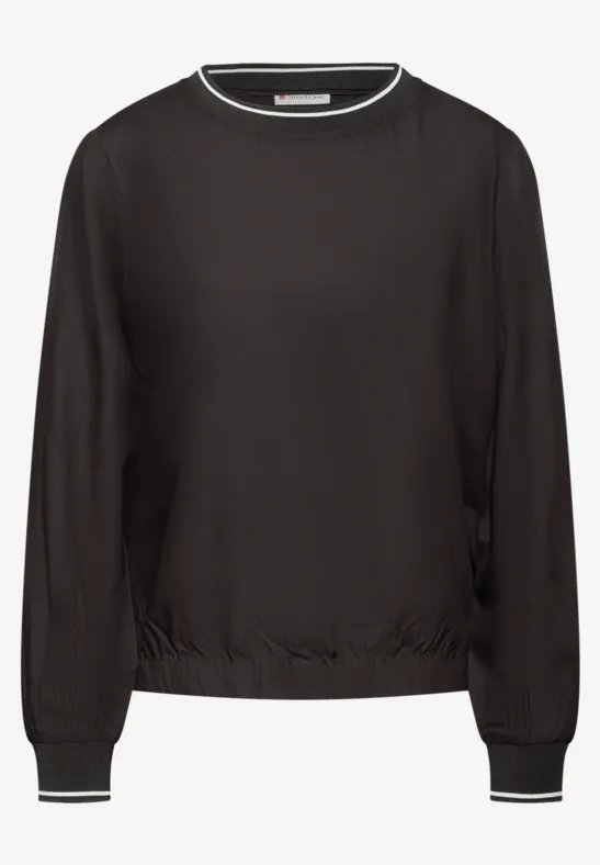 Blouse met tape details darkest brown