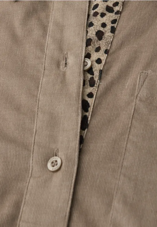 Corduroy blouse met tape details flowing beige