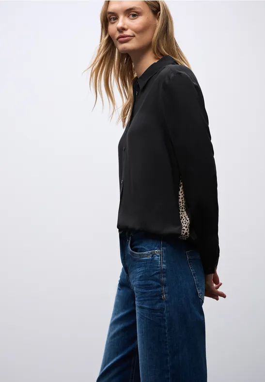 Overhemd blouse met leo details Black
