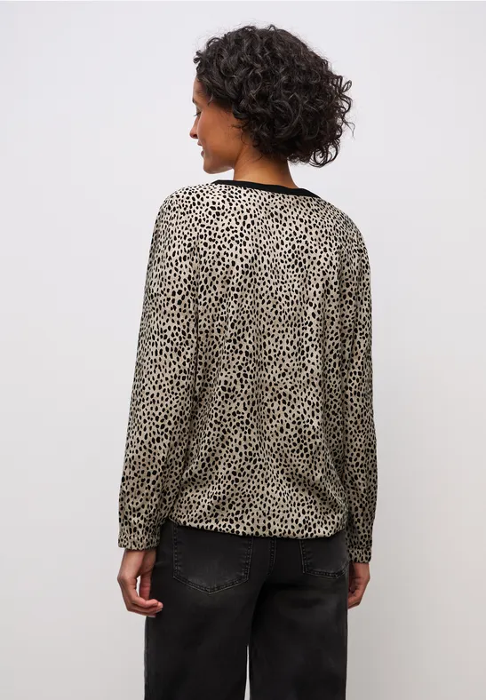 Leo Split Neck Bluse sanded beige