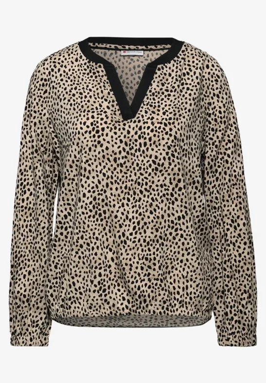 Leo Split Neck Bluse sanded beige