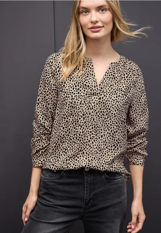 Leo blouse met gespleten hals null