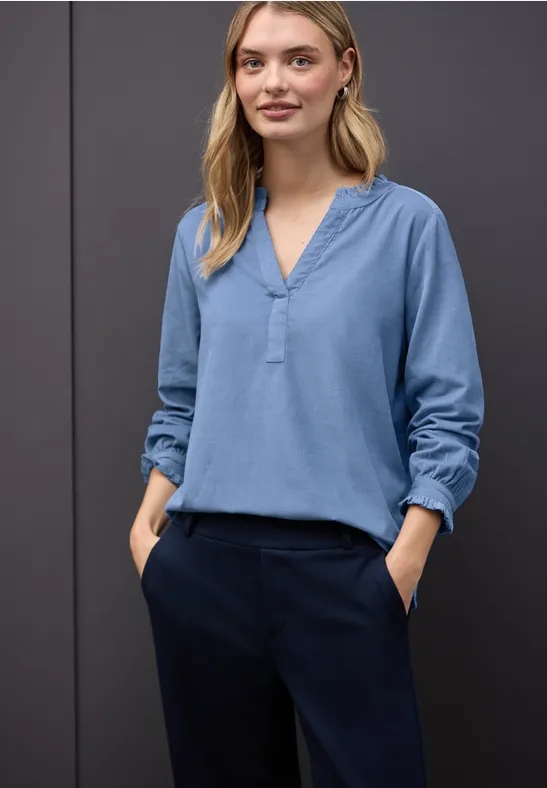Blouse en velours côtelé avec volants null