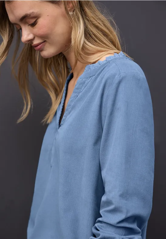 Blouse en velours côtelé avec volants null