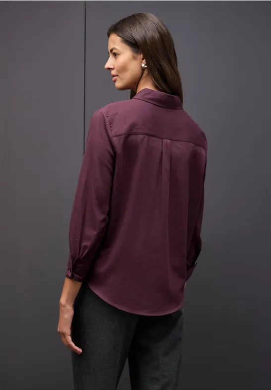 Hemdbluse in Unifarbe jazz berry