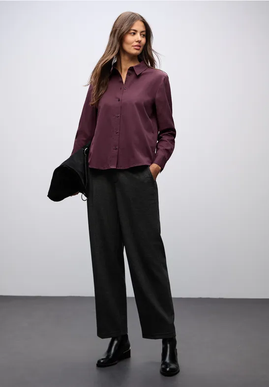 Hemdbluse in Unifarbe jazz berry