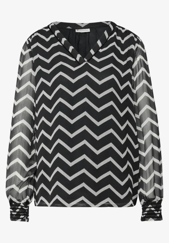 Tunique en mousseline de soie avec tape Black