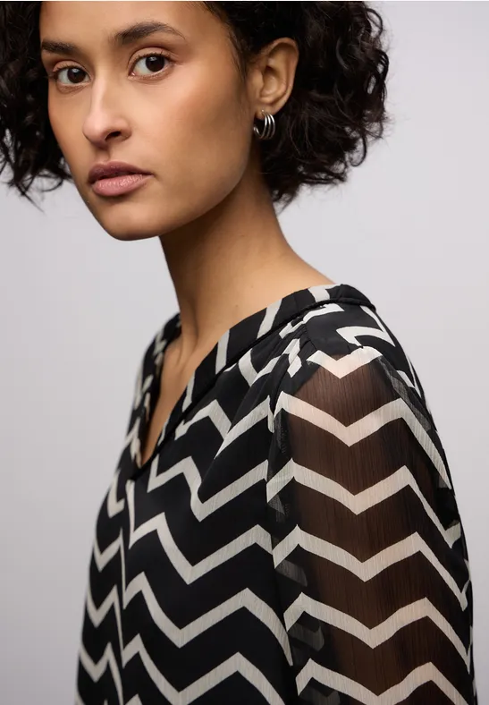 Tunique en mousseline de soie avec tape Black