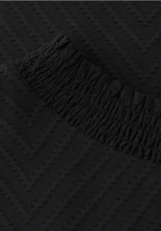 Blouse en mousseline de soie à détails smockés Black