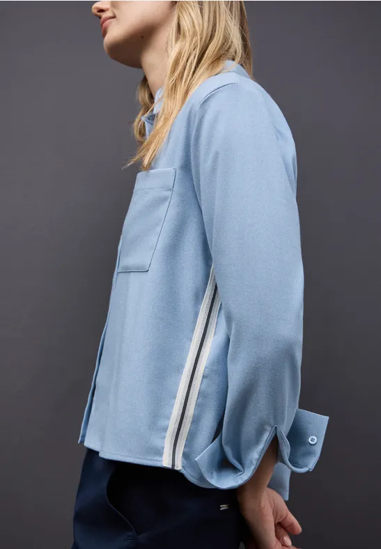 Gemêleerde blouse met tape frosted blue mel.