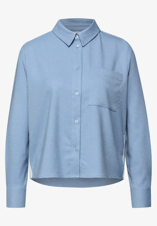 Gemêleerde blouse met tape frosted blue mel.