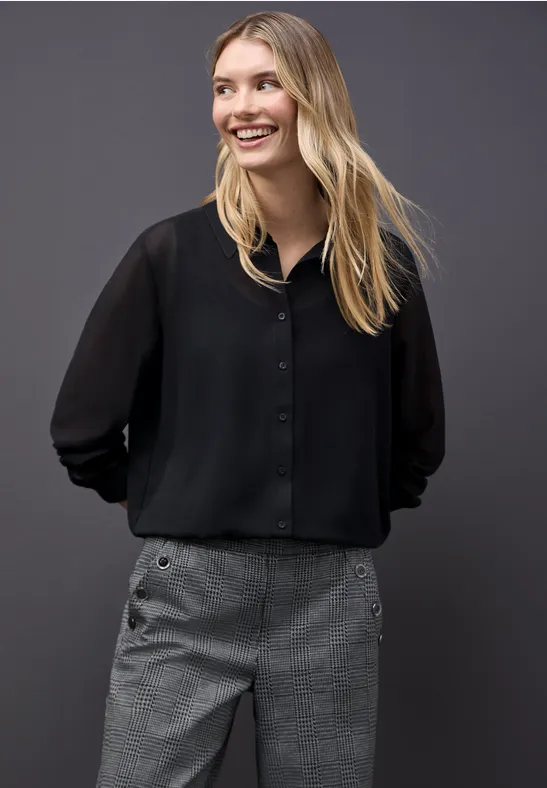 Chiffon overhemd blouse Black