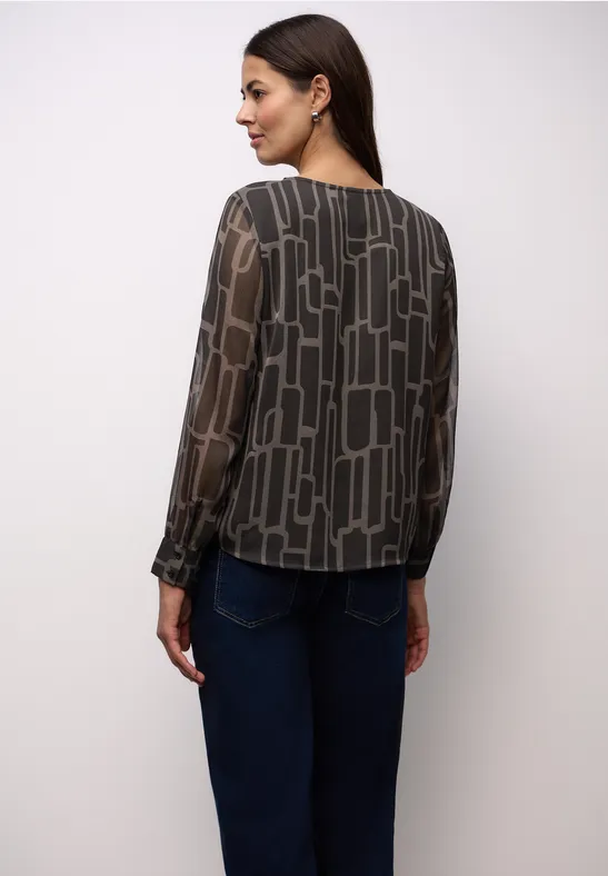Blouse en mousseline de soie à motifs darkest brown
