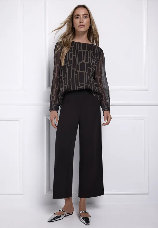 Blouse en mousseline de soie à motifs darkest brown