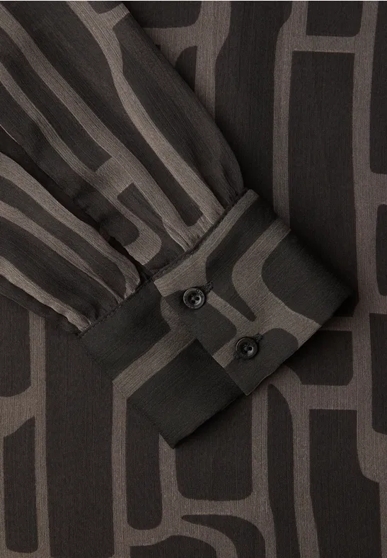 Blouse en mousseline de soie à motifs darkest brown
