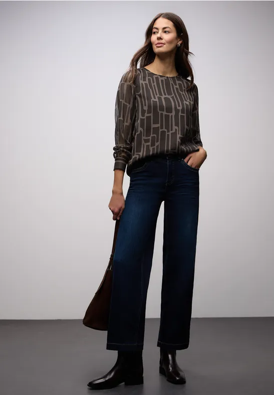 Blouse en mousseline de soie à motifs darkest brown