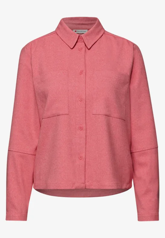 Overhemd blouse met zakken striking coral mel.