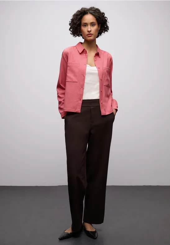 Overhemd blouse met zakken striking coral mel.