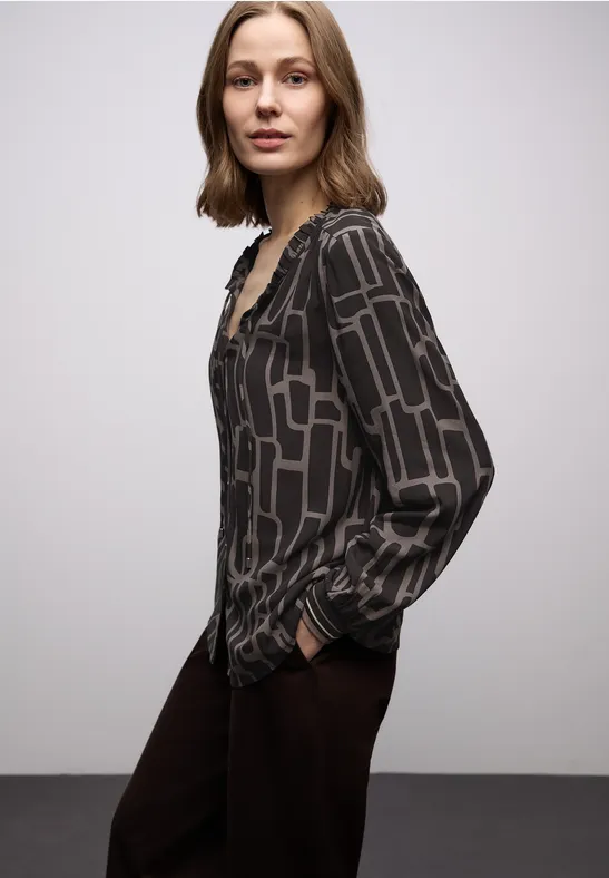 Gemusterte Tunika mit Tape darkest brown